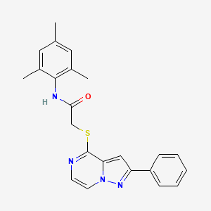 2-({2-phenylpyrazolo[1,5-a]pyrazin-4-yl}sulfanyl)-N-(2,4,6-trimethylphenyl)acetamide