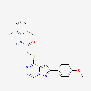 2-{[2-(4-methoxyphenyl)pyrazolo[1,5-a]pyrazin-4-yl]sulfanyl}-N-(2,4,6-trimethylphenyl)acetamide