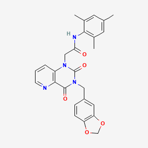 molecular formula C26H24N4O5 B6563182 2-{3-[(2H-1,3-benzodioxol-5-yl)methyl]-2,4-dioxo-1H,2H,3H,4H-pyrido[3,2-d]pyrimidin-1-yl}-N-(2,4,6-trimethylphenyl)acetamide CAS No. 923244-70-6