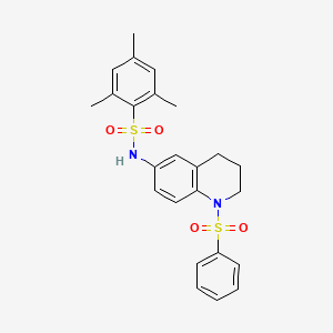 molecular formula C24H26N2O4S2 B6563201 N-[1-(benzenesulfonyl)-1,2,3,4-tetrahydroquinolin-6-yl]-2,4,6-trimethylbenzene-1-sulfonamide CAS No. 946295-32-5