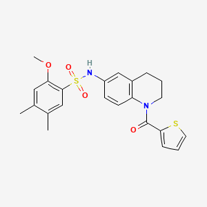 molecular formula C23H24N2O4S2 B6563247 2-methoxy-4,5-dimethyl-N-[1-(thiophene-2-carbonyl)-1,2,3,4-tetrahydroquinolin-6-yl]benzene-1-sulfonamide CAS No. 946380-47-8