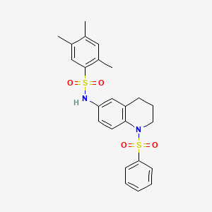 molecular formula C24H26N2O4S2 B6563255 N-[1-(benzenesulfonyl)-1,2,3,4-tetrahydroquinolin-6-yl]-2,4,5-trimethylbenzene-1-sulfonamide CAS No. 946282-92-4