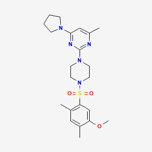 molecular formula C22H31N5O3S B6563295 2-[4-(5-methoxy-2,4-dimethylbenzenesulfonyl)piperazin-1-yl]-4-methyl-6-(pyrrolidin-1-yl)pyrimidine CAS No. 946242-56-4