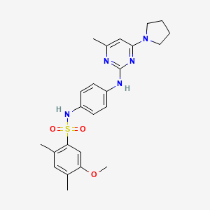 molecular formula C24H29N5O3S B6563303 5-methoxy-2,4-dimethyl-N-(4-{[4-methyl-6-(pyrrolidin-1-yl)pyrimidin-2-yl]amino}phenyl)benzene-1-sulfonamide CAS No. 946350-24-9
