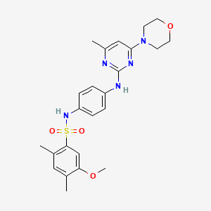 molecular formula C24H29N5O4S B6563308 5-methoxy-2,4-dimethyl-N-(4-{[4-methyl-6-(morpholin-4-yl)pyrimidin-2-yl]amino}phenyl)benzene-1-sulfonamide CAS No. 946299-62-3