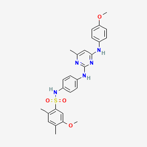 molecular formula C27H29N5O4S B6563313 5-methoxy-N-[4-({4-[(4-methoxyphenyl)amino]-6-methylpyrimidin-2-yl}amino)phenyl]-2,4-dimethylbenzene-1-sulfonamide CAS No. 946220-46-8