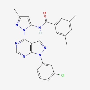 molecular formula C24H20ClN7O B6563327 N-{1-[1-(3-chlorophenyl)-1H-pyrazolo[3,4-d]pyrimidin-4-yl]-3-methyl-1H-pyrazol-5-yl}-3,5-dimethylbenzamide CAS No. 1006305-50-5