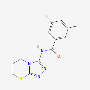 molecular formula C14H16N4OS B6563368 3,5-dimethyl-N-{5H,6H,7H-[1,2,4]triazolo[3,4-b][1,3]thiazin-3-yl}benzamide CAS No. 946222-34-0