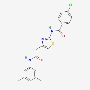 molecular formula C20H18ClN3O2S B6563390 4-chloro-N-(4-{[(3,5-dimethylphenyl)carbamoyl]methyl}-1,3-thiazol-2-yl)benzamide CAS No. 921541-59-5
