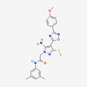 molecular formula C23H24N6O3S B6563401 2-{5-amino-4-[3-(4-methoxyphenyl)-1,2,4-oxadiazol-5-yl]-3-(methylsulfanyl)-1H-pyrazol-1-yl}-N-(3,5-dimethylphenyl)acetamide CAS No. 1171313-83-9