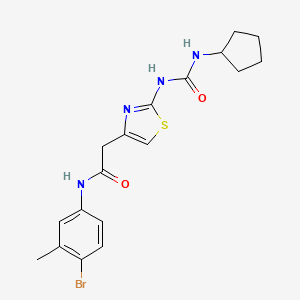 molecular formula C18H21BrN4O2S B6563463 N-(4-bromo-3-methylphenyl)-2-{2-[(cyclopentylcarbamoyl)amino]-1,3-thiazol-4-yl}acetamide CAS No. 921876-80-4