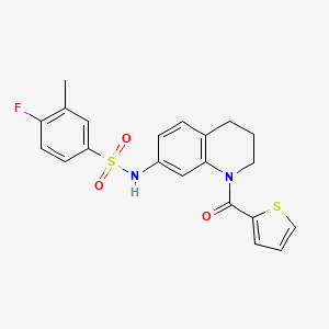 4-fluoro-3-methyl-N-[1-(thiophene-2-carbonyl)-1,2,3,4-tetrahydroquinolin-7-yl]benzene-1-sulfonamide