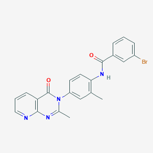 molecular formula C22H17BrN4O2 B6563521 3-bromo-N-(2-methyl-4-{2-methyl-4-oxo-3H,4H-pyrido[2,3-d]pyrimidin-3-yl}phenyl)benzamide CAS No. 921522-24-9