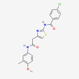molecular formula C20H18ClN3O3S B6563527 4-chloro-N-(4-{[(4-methoxy-3-methylphenyl)carbamoyl]methyl}-1,3-thiazol-2-yl)benzamide CAS No. 921835-22-5