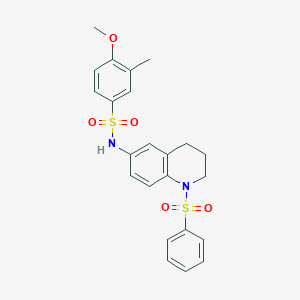 molecular formula C23H24N2O5S2 B6563568 N-[1-(benzenesulfonyl)-1,2,3,4-tetrahydroquinolin-6-yl]-4-methoxy-3-methylbenzene-1-sulfonamide CAS No. 946214-72-8