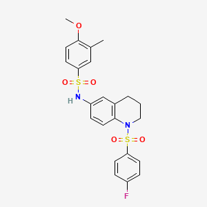 molecular formula C23H23FN2O5S2 B6563572 N-[1-(4-fluorobenzenesulfonyl)-1,2,3,4-tetrahydroquinolin-6-yl]-4-methoxy-3-methylbenzene-1-sulfonamide CAS No. 946346-16-3