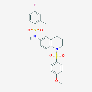 molecular formula C23H23FN2O5S2 B6563597 4-fluoro-N-[1-(4-methoxybenzenesulfonyl)-1,2,3,4-tetrahydroquinolin-6-yl]-2-methylbenzene-1-sulfonamide CAS No. 946241-07-2