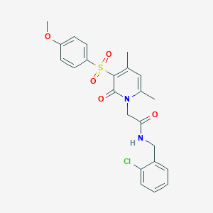 molecular formula C23H23ClN2O5S B6563603 N-[(2-chlorophenyl)methyl]-2-[3-(4-methoxybenzenesulfonyl)-4,6-dimethyl-2-oxo-1,2-dihydropyridin-1-yl]acetamide CAS No. 1021215-93-9