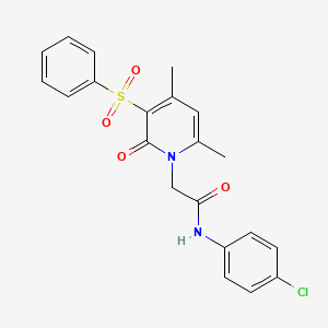 molecular formula C21H19ClN2O4S B6563622 2-[3-(benzenesulfonyl)-4,6-dimethyl-2-oxo-1,2-dihydropyridin-1-yl]-N-(4-chlorophenyl)acetamide CAS No. 1021215-74-6