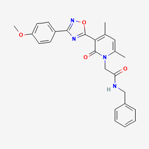 molecular formula C25H24N4O4 B6563630 N-benzyl-2-{3-[3-(4-methoxyphenyl)-1,2,4-oxadiazol-5-yl]-4,6-dimethyl-2-oxo-1,2-dihydropyridin-1-yl}acetamide CAS No. 1021251-04-6