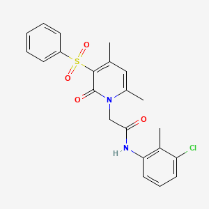 molecular formula C22H21ClN2O4S B6563634 2-[3-(benzenesulfonyl)-4,6-dimethyl-2-oxo-1,2-dihydropyridin-1-yl]-N-(3-chloro-2-methylphenyl)acetamide CAS No. 1021215-90-6