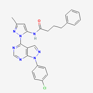 molecular formula C25H22ClN7O B6563645 N-{1-[1-(4-chlorophenyl)-1H-pyrazolo[3,4-d]pyrimidin-4-yl]-3-methyl-1H-pyrazol-5-yl}-4-phenylbutanamide CAS No. 1005952-16-8