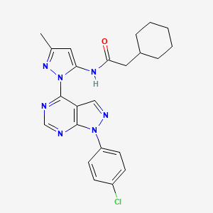 molecular formula C23H24ClN7O B6563649 N-{1-[1-(4-chlorophenyl)-1H-pyrazolo[3,4-d]pyrimidin-4-yl]-3-methyl-1H-pyrazol-5-yl}-2-cyclohexylacetamide CAS No. 1005924-00-4