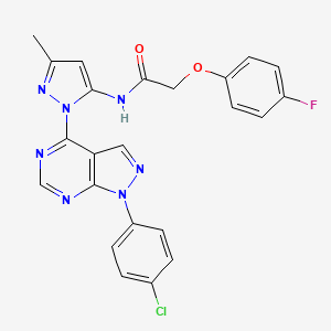 molecular formula C23H17ClFN7O2 B6563663 N-{1-[1-(4-chlorophenyl)-1H-pyrazolo[3,4-d]pyrimidin-4-yl]-3-methyl-1H-pyrazol-5-yl}-2-(4-fluorophenoxy)acetamide CAS No. 1007009-90-6