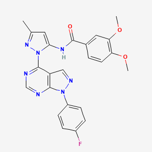 molecular formula C24H20FN7O3 B6563668 N-{1-[1-(4-fluorophenyl)-1H-pyrazolo[3,4-d]pyrimidin-4-yl]-3-methyl-1H-pyrazol-5-yl}-3,4-dimethoxybenzamide CAS No. 1007172-80-6