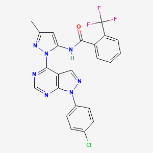 molecular formula C23H15ClF3N7O B6563673 N-{1-[1-(4-chlorophenyl)-1H-pyrazolo[3,4-d]pyrimidin-4-yl]-3-methyl-1H-pyrazol-5-yl}-2-(trifluoromethyl)benzamide CAS No. 1005924-52-6