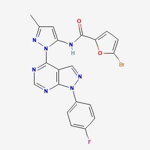 molecular formula C20H13BrFN7O2 B6563689 5-bromo-N-{1-[1-(4-fluorophenyl)-1H-pyrazolo[3,4-d]pyrimidin-4-yl]-3-methyl-1H-pyrazol-5-yl}furan-2-carboxamide CAS No. 1007062-41-0