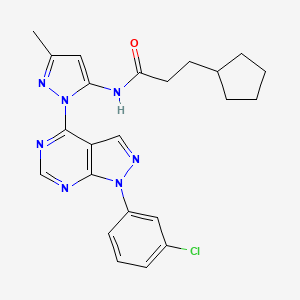 N-{1-[1-(3-chlorophenyl)-1H-pyrazolo[3,4-d]pyrimidin-4-yl]-3-methyl-1H-pyrazol-5-yl}-3-cyclopentylpropanamide