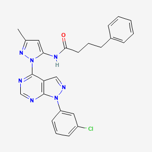 molecular formula C25H22ClN7O B6563701 N-{1-[1-(3-chlorophenyl)-1H-pyrazolo[3,4-d]pyrimidin-4-yl]-3-methyl-1H-pyrazol-5-yl}-4-phenylbutanamide CAS No. 1005712-94-6