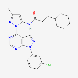 molecular formula C24H26ClN7O B6563706 N-{1-[1-(3-chlorophenyl)-1H-pyrazolo[3,4-d]pyrimidin-4-yl]-3-methyl-1H-pyrazol-5-yl}-3-cyclohexylpropanamide CAS No. 1006305-34-5