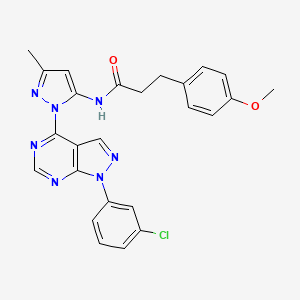 N-{1-[1-(3-chlorophenyl)-1H-pyrazolo[3,4-d]pyrimidin-4-yl]-3-methyl-1H-pyrazol-5-yl}-3-(4-methoxyphenyl)propanamide
