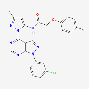 molecular formula C23H17ClFN7O2 B6563716 N-{1-[1-(3-chlorophenyl)-1H-pyrazolo[3,4-d]pyrimidin-4-yl]-3-methyl-1H-pyrazol-5-yl}-2-(4-fluorophenoxy)acetamide CAS No. 1005971-31-2