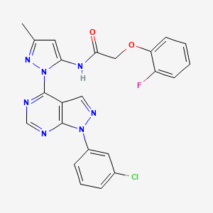 molecular formula C23H17ClFN7O2 B6563727 N-{1-[1-(3-chlorophenyl)-1H-pyrazolo[3,4-d]pyrimidin-4-yl]-3-methyl-1H-pyrazol-5-yl}-2-(2-fluorophenoxy)acetamide CAS No. 1007172-65-7