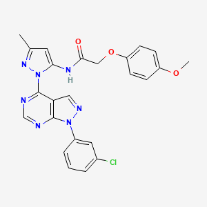 molecular formula C24H20ClN7O3 B6563735 N-{1-[1-(3-chlorophenyl)-1H-pyrazolo[3,4-d]pyrimidin-4-yl]-3-methyl-1H-pyrazol-5-yl}-2-(4-methoxyphenoxy)acetamide CAS No. 1006306-15-5