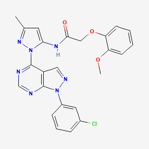molecular formula C24H20ClN7O3 B6563740 N-{1-[1-(3-chlorophenyl)-1H-pyrazolo[3,4-d]pyrimidin-4-yl]-3-methyl-1H-pyrazol-5-yl}-2-(2-methoxyphenoxy)acetamide CAS No. 1007172-63-5