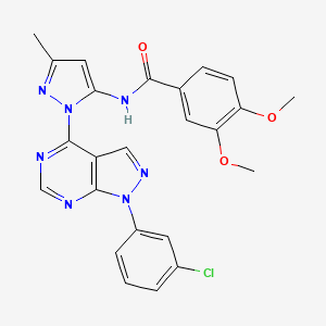 molecular formula C24H20ClN7O3 B6563742 N-{1-[1-(3-chlorophenyl)-1H-pyrazolo[3,4-d]pyrimidin-4-yl]-3-methyl-1H-pyrazol-5-yl}-3,4-dimethoxybenzamide CAS No. 1005953-45-6