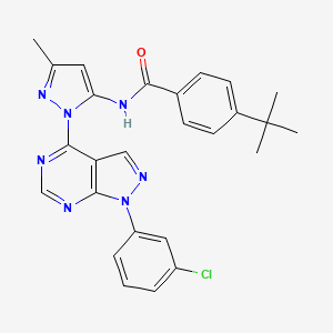 molecular formula C26H24ClN7O B6563746 4-tert-butyl-N-{1-[1-(3-chlorophenyl)-1H-pyrazolo[3,4-d]pyrimidin-4-yl]-3-methyl-1H-pyrazol-5-yl}benzamide CAS No. 1005926-00-0