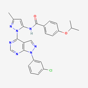 molecular formula C25H22ClN7O2 B6563761 N-{1-[1-(3-chlorophenyl)-1H-pyrazolo[3,4-d]pyrimidin-4-yl]-3-methyl-1H-pyrazol-5-yl}-4-(propan-2-yloxy)benzamide CAS No. 1006305-58-3