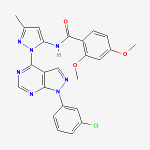 molecular formula C24H20ClN7O3 B6563765 N-{1-[1-(3-chlorophenyl)-1H-pyrazolo[3,4-d]pyrimidin-4-yl]-3-methyl-1H-pyrazol-5-yl}-2,4-dimethoxybenzamide CAS No. 1006305-62-9