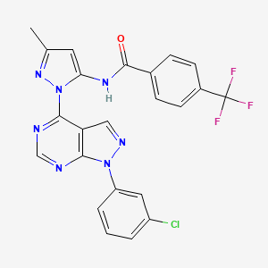 molecular formula C23H15ClF3N7O B6563768 N-{1-[1-(3-chlorophenyl)-1H-pyrazolo[3,4-d]pyrimidin-4-yl]-3-methyl-1H-pyrazol-5-yl}-4-(trifluoromethyl)benzamide CAS No. 1007172-59-9