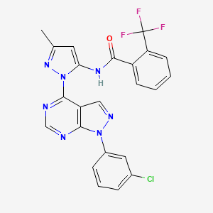 molecular formula C23H15ClF3N7O B6563772 N-{1-[1-(3-chlorophenyl)-1H-pyrazolo[3,4-d]pyrimidin-4-yl]-3-methyl-1H-pyrazol-5-yl}-2-(trifluoromethyl)benzamide CAS No. 1005712-18-4