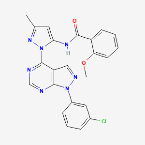 molecular formula C23H18ClN7O2 B6563780 N-{1-[1-(3-chlorophenyl)-1H-pyrazolo[3,4-d]pyrimidin-4-yl]-3-methyl-1H-pyrazol-5-yl}-2-methoxybenzamide CAS No. 1006003-17-3