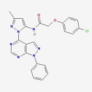 2-(4-chlorophenoxy)-N-(3-methyl-1-{1-phenyl-1H-pyrazolo[3,4-d]pyrimidin-4-yl}-1H-pyrazol-5-yl)acetamide