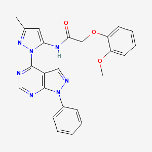 molecular formula C24H21N7O3 B6563789 2-(2-methoxyphenoxy)-N-(3-methyl-1-{1-phenyl-1H-pyrazolo[3,4-d]pyrimidin-4-yl}-1H-pyrazol-5-yl)acetamide CAS No. 1006000-43-6