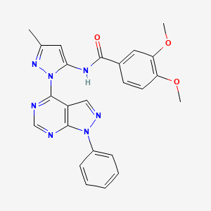 molecular formula C24H21N7O3 B6563796 3,4-dimethoxy-N-(3-methyl-1-{1-phenyl-1H-pyrazolo[3,4-d]pyrimidin-4-yl}-1H-pyrazol-5-yl)benzamide CAS No. 1005949-25-6