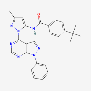 4-tert-butyl-N-(3-methyl-1-{1-phenyl-1H-pyrazolo[3,4-d]pyrimidin-4-yl}-1H-pyrazol-5-yl)benzamide